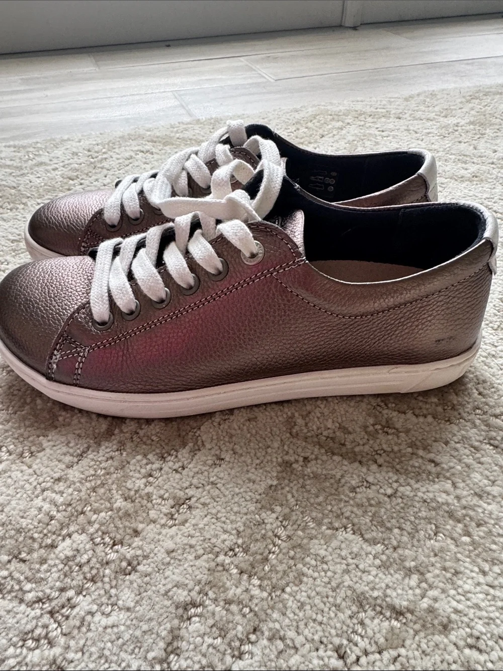 Birkenstock Bronze Metallic Low-Top Sneakers with White Laces